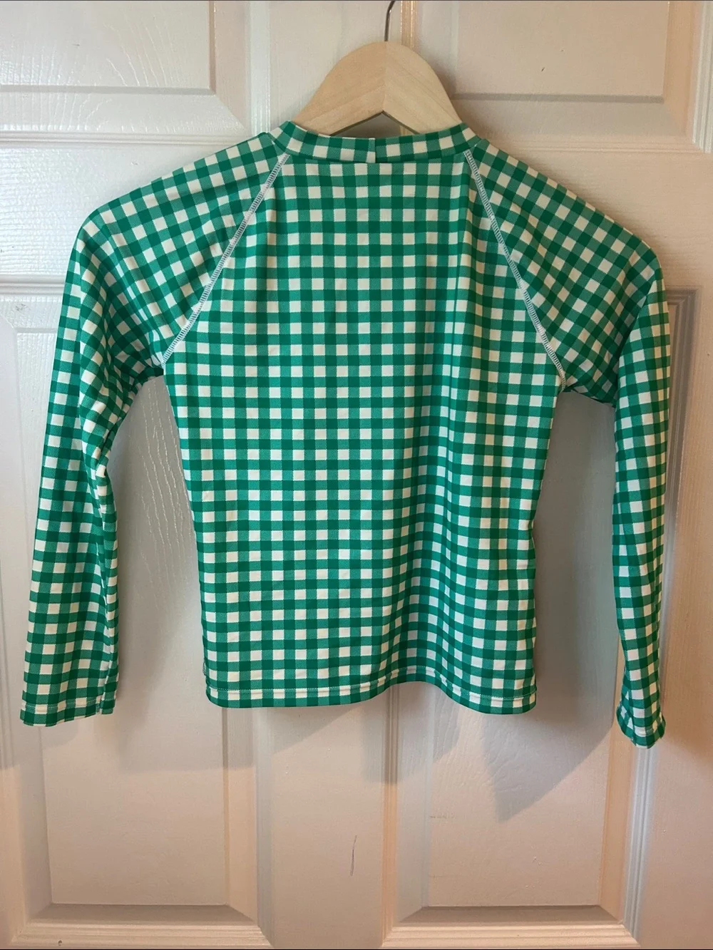 Crewcuts Kids Green Gingham Long-Sleeve Rashgaurd